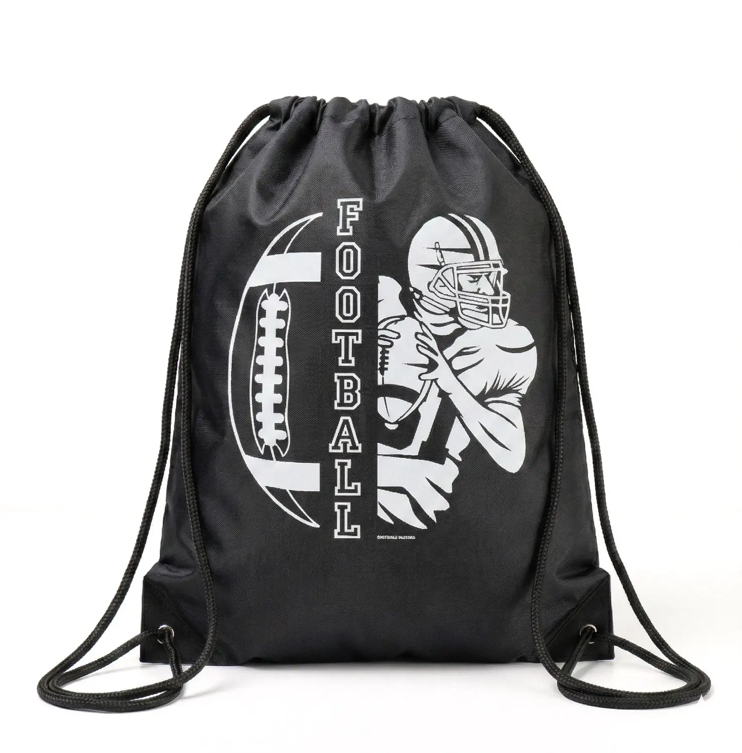 Football Drawstring Backpack, Athlete Backpack - All-Day Sports & Outdoor Gym Accessory, Draw String Bag, Drawstring Bag, Polyester, Secure Carry