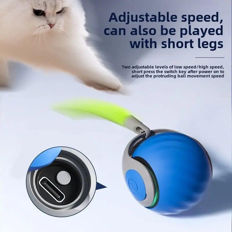2-Pack Silicone Automatic Rolling Ball Cat Toy - Type-C Rechargeable Mini Ball Playful Interactive Chaser Kitty Teaser, Universal Size Pet Supply for Learning Through Play, Mini Ball Interactive Toys, Playful Interactive Toys,back to school