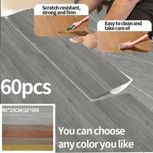 60 Piece Wood Grain Pattern Self-Adhesive Floor Tiles, Waterproof Vinyl Flooring for Bathroom & RV, Easy Clean Patchwork Wall Covering
