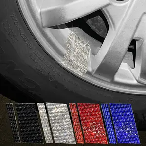 8pcs Car Wheel Stickers, High-End Rhinestone Decorations, Reflective Tire Rim Decals, Creative Custom Color Strips, Car Accessories