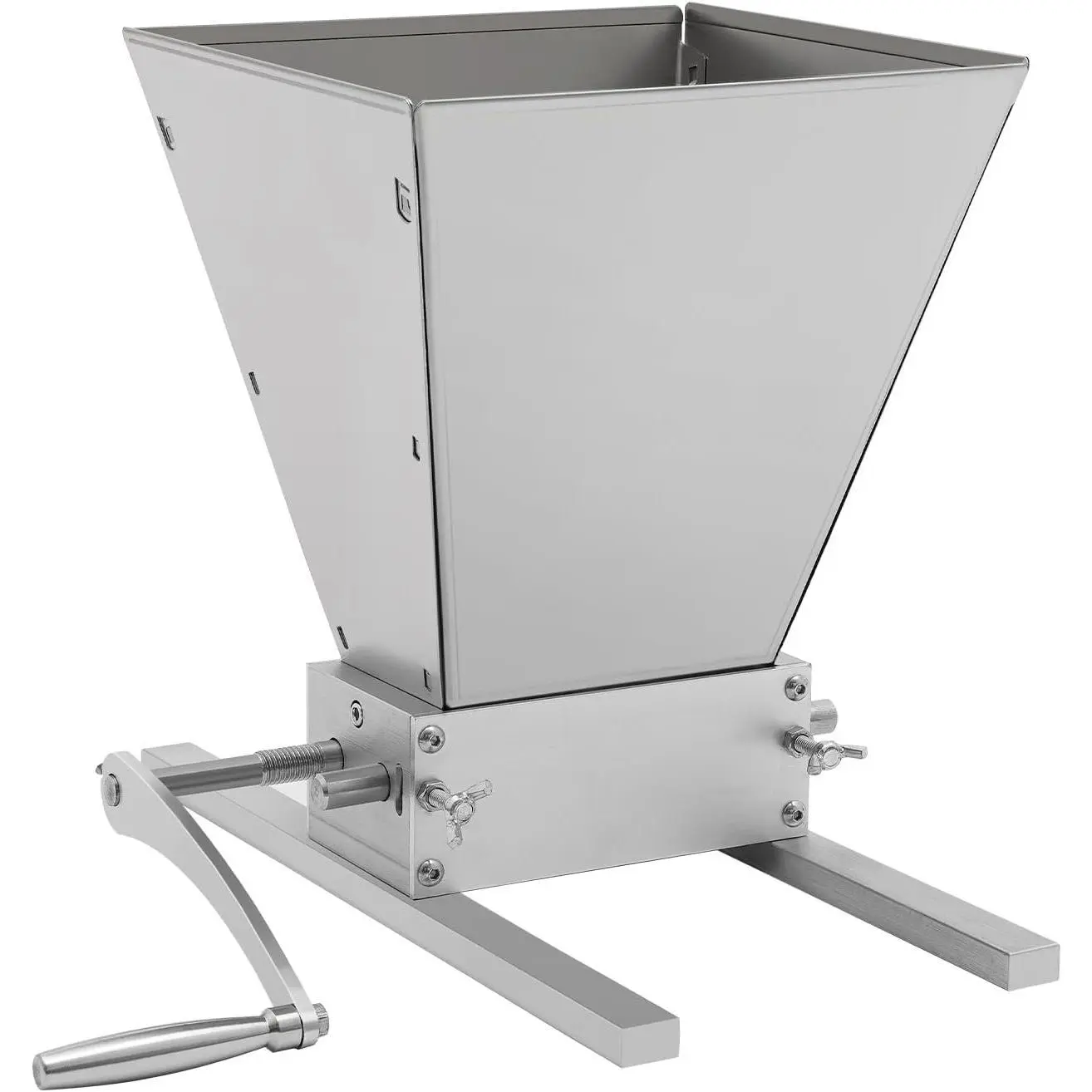 2 Roller Malt Mill, Grain Mill Brewing for Grain Malt Barley, Grain Crusher Grinder, Stainless Steel Roller Mill with 4 L Hopper & Metal Base, Hand Mill Grinding Machine for Electric Drill