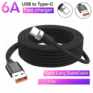 USB to Type-C Fast Charging Cable, Nylon Braided Durable Extended Line, 1-8m/3.3-26.25ft, Multiple Sizes Available, Car Charger & Data Transfer