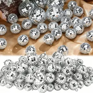 20 Pack - 2/3/4/5 Cm - Silver Color Reflective Disco Balls Hanging Ornaments for DIY Projects, Hanging Decor for Birthdays, Weddings, Christmas, Halloween