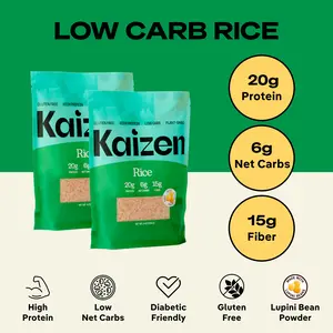 Kaizen Low-Carb High-Protein Rice – 20g Protein, 6g Net Carbs, Gluten-Free, Grain-Free, Plant-Based (8oz)