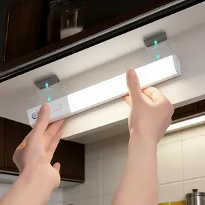 LMMAKE 1Pc White Intelligent Magnetic Night Light 25cm Drill-Free Sensor with 3 Light Modes USB Rechargeable Auto-Dimming for Cabinets Wardrobes Bedrooms Ideal for Apartments