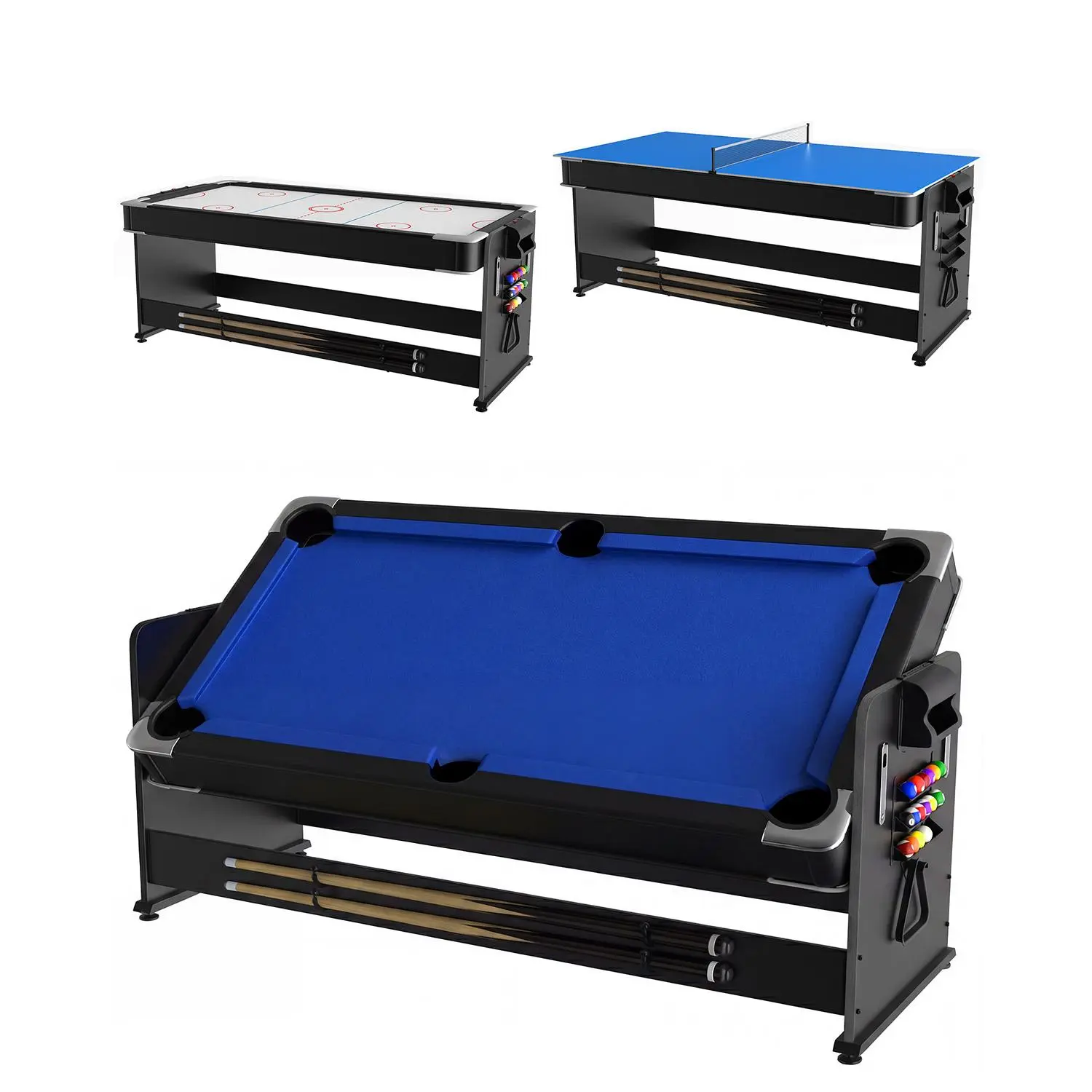 7 ft 3-in-1 Multi-Game Table - Air Hockey, Billiards & Table Tennis Ping Pong Combo with High-Performance Airflow, Easy Flip Top & Full Accessories for Game Room, Man Cave & Family Fun