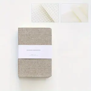 Notebook Linen Hard Cover Style Blank/Grid Pages 256 Pages Diary Planner Sketch Students Stationery School Office Supplies