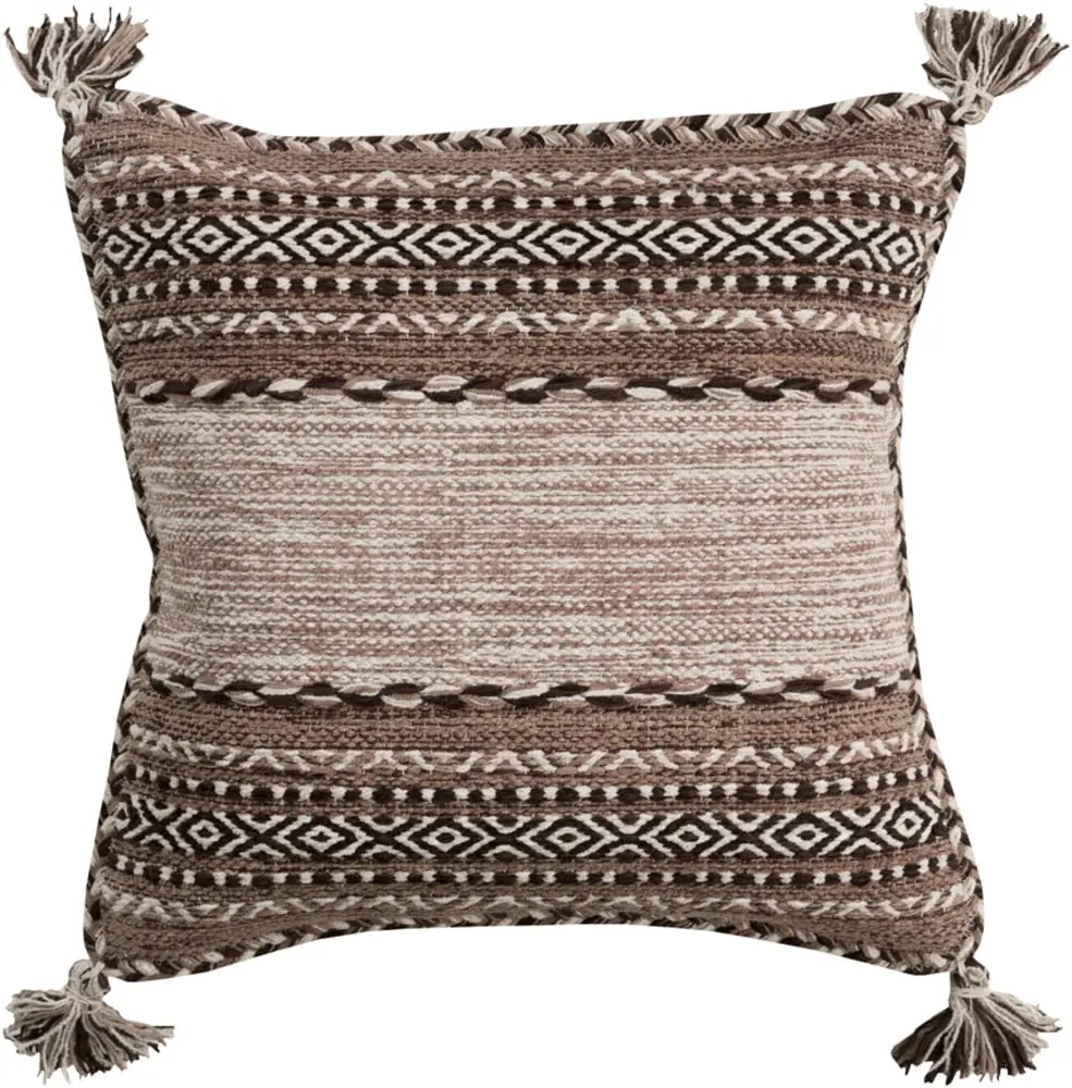 Livabliss TZ002-2020P Trenza Throw Pillow - Camel, Dark Brown & Ivory - 20 x 20 x 4 in.