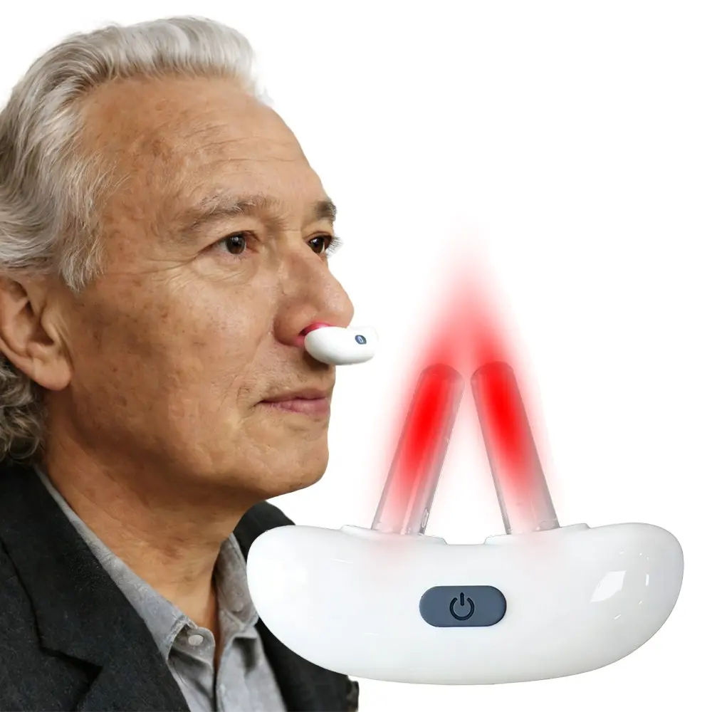 Rhinitis Red Light Dual Nasal Irradiation 650nm Red Light Rechargeable Electric Therapeutic Therapy Machine Nose Care Device 2 Modes Nose Physiotherapy Treatment Reducing Inflammation Relief Sinusitis Health Care Healthcare