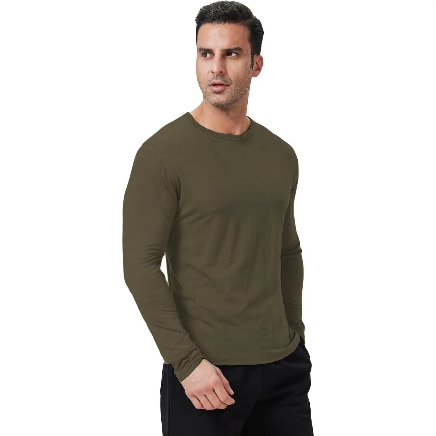 Men’s Merino Wool Base Layer Shirt - Long Sleeve Thermal Menswear Top, Natural Fabric, Sweat-Wicking, Quick-Dry, Warm for Hiking, Ski Day Outdoor Activities, Soft