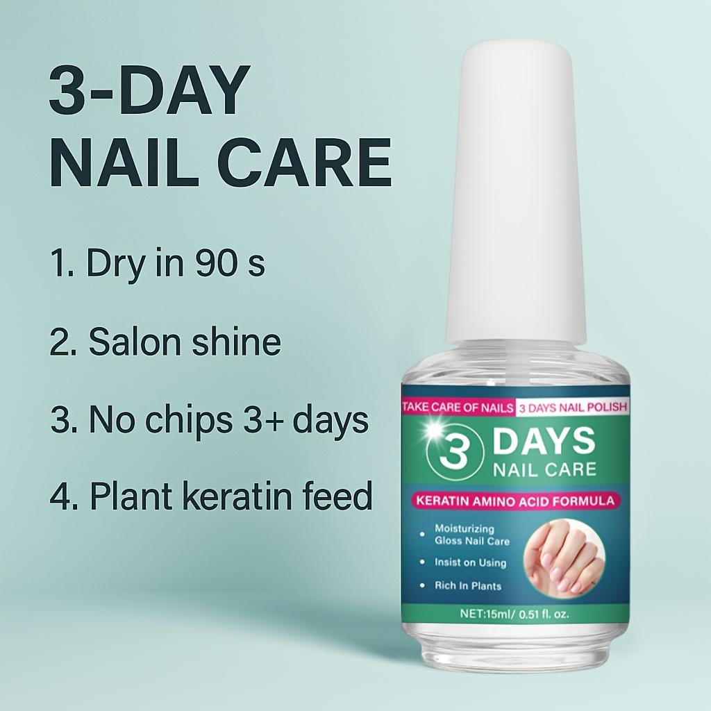 【Live】3 Days Nail Care Formula with Keratin Amino Acid & Aloe，15ml ，Nail Nourishment Treatment with High Brightness & Scratch Resistance