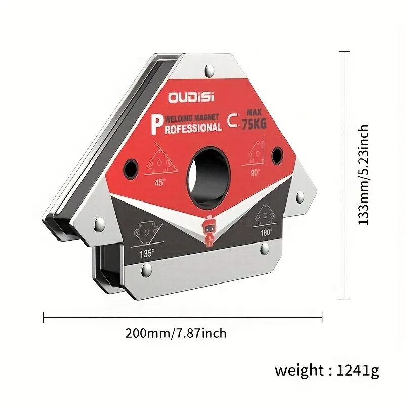 OUDISI Professional Welding Magnet Tool - Adjustable Angle, 75kg High Hold Force, 133mm x 200mm Welding Project Accessory