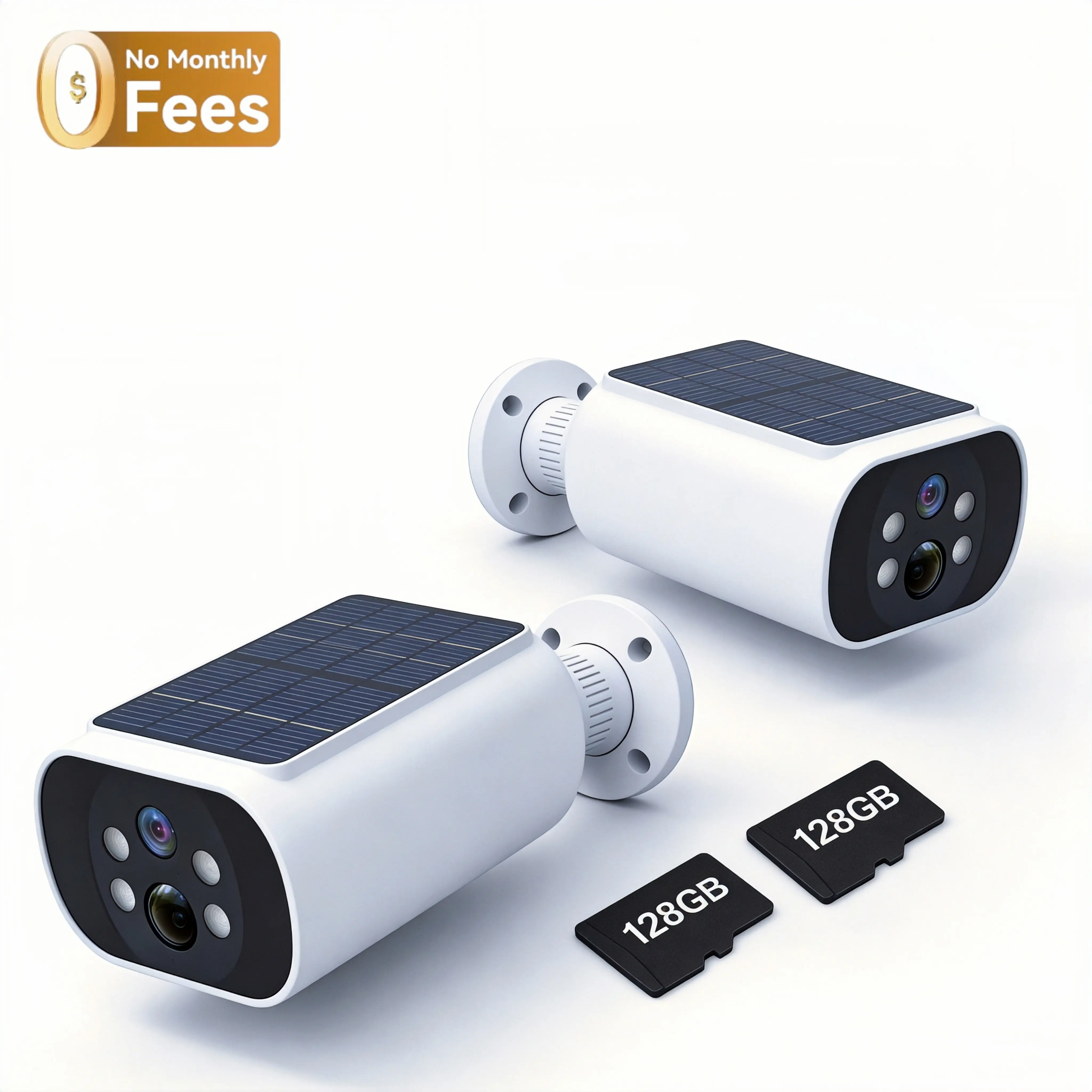 2K 4MP Solar Security Camera Outdoor Wireless WiFi, No Subscription Fee Local Storage, Color Night Vision Motion Detection, Two-Way Audio Sound Light Alarm, IP65 Waterproof Home Security Camera