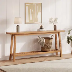 70.9" Entryway Console Table, 2 Tier Narrow Long Sofa Table, Wooden Entry Foyer Table, Behind Couch Table for Living Room, Hallway, Entrance