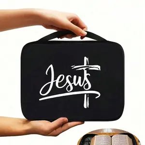 Jesus Pattern Bible Bag, Heart Design Bible Storage Bag, Fashion Simple Easter Jesus Bible Bag, with Handle and Zipper Pocket