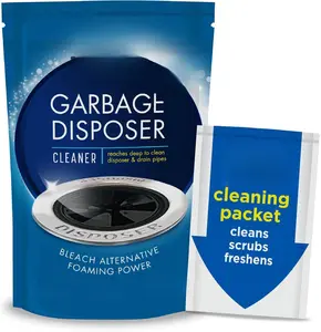 Glisten Garbage Disposer Cleaner and Freshener, Sink Disposal Odor Eliminator with Foaming Action, Lemon Scent, 4 Packets