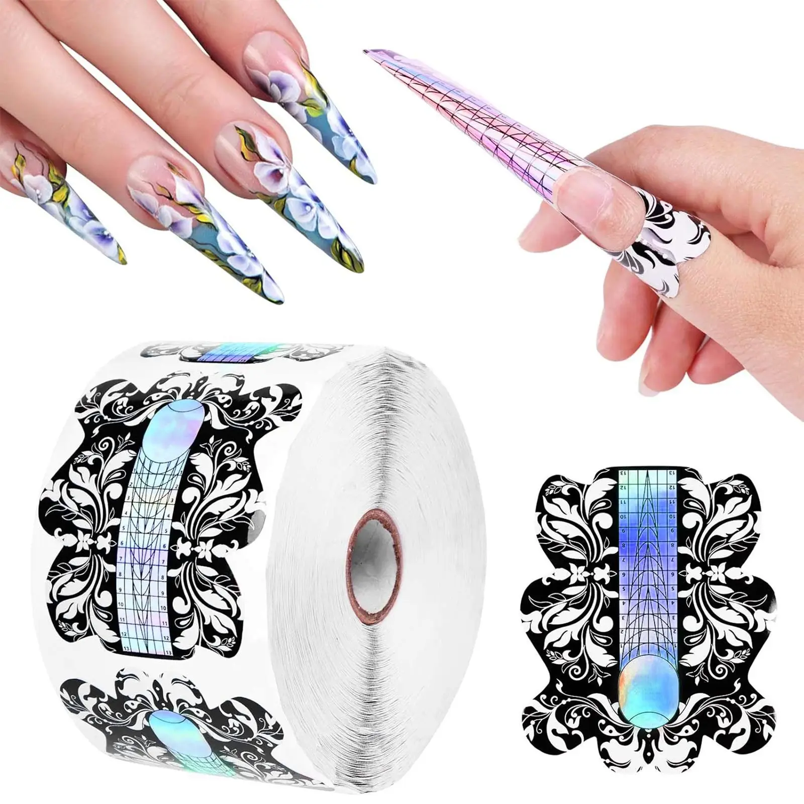 Professional Nail Forms, Self Adhesive Nail Extension Stencils, Acrylic UV Gel French Manicure Nail Art Stickers, DIY Manicure Tools, Nail Art Supplies, 100/300/500pcs