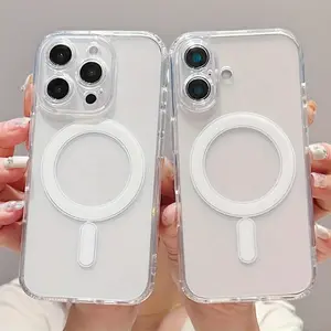 Magnetic Clear PC Case for iPhone 17 17 Pro 17 Pro Max 16 15 14 Plus 13 12 Pro Max Shockproof Wireless Charging Compatible Premium Protective Cover with Durable Slim Fit Design