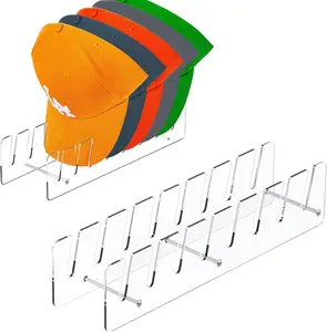 Hat Stand Organizer for Baseball Caps, Acrylic Hat Holder & Rack, 2PCS Clear Stand for 16 Caps, Ideal for Bedroom, Closet, Dresser, Office and Entrance (2, Clear)