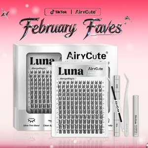 Luna | AiryCute MangaMagic Collection Upgrade U Lashes with Ultra-Dense, Waterproof, Long-Lasting Lashes | Aphrodite | Fashion Wet Look | Beginner Friendly DIY Lashes For a Flawless, Voluminous Look | Trendy & Must-Have Clusters