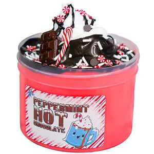 Peppermint Hot Chocolate Slime - DIY Clay Kit - Stress Reducing, Fluffy, Christmas, Thick and Glossy - Sea Dragon Slimes Shop - sensory, slime therapy slimes