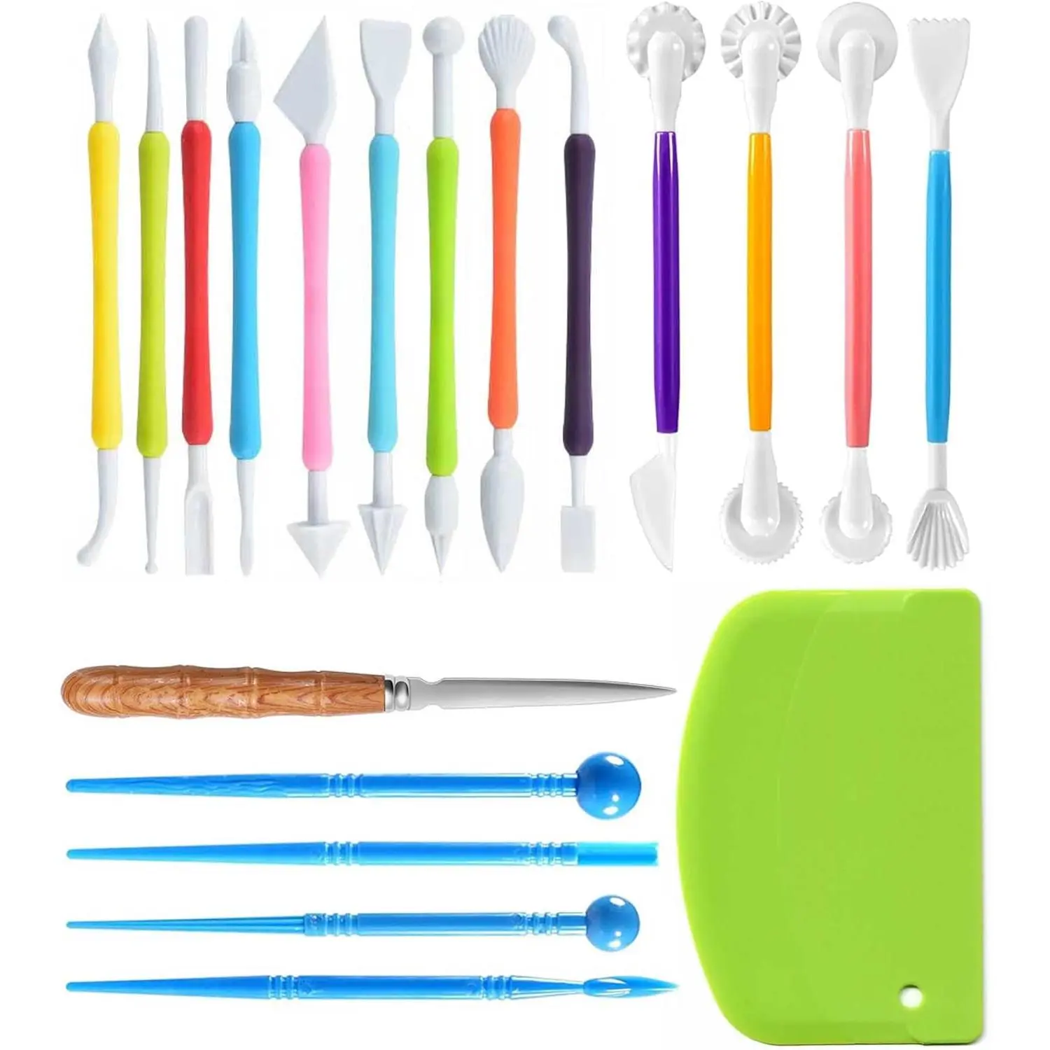 Air Dry Clay Sculpting Tools, Modeling Shaping Embossing for  and Adults,Polymer Clay Tools,Pottery Tools Kit 19 count