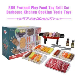 36Pcs BBQ Pretend Play Food Toy Grill Set Barbeque Kitchen Cooking Tools Toys