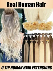Blonde Nail U Tip Hair Extensions Real Human Hair Straight Capsules Keratin Hair Extension Natural Fusion Hair Extensions 30g Pre Bonded Extensions