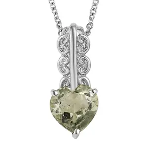 Montezuma Prasiolite 3.60 ctw Pendant Necklace in Stainless Steel 20 Inches