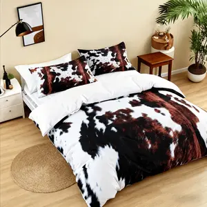 Cow Print Bedding Set, 3 Counts/set Including 1 Count Duvet Cover & 2 Counts Pillowcase without Filler, Soft Comfortable Bedding Breathable Duvet Set, Decorative Bedding Set for Home Bedroom, Boho Bed Set