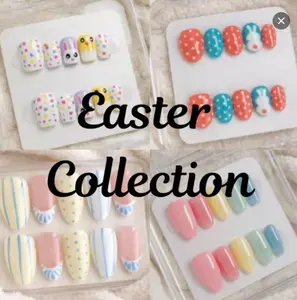 Press On Nails Easter Collection - Handmade Craftsmanship, Reusable, Custom Sizes, Perfect for Special Occasions & Everyday Look, Includes Nail Glue, File, Cuticle Pusher, Alcohol Prep Pad