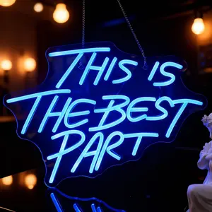 1pcs This Is The Best Part Neon Sign for Wall Decor, Blue Letter Neon Lights, Dimmable LED Wall Mount Light, Modern Mood Lighting, USB Powered, Home Office Bar Livehouse Pub Mancave Shop Cafe Restaurant Window Decor