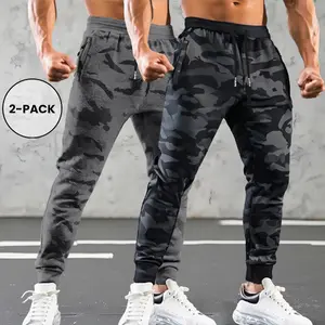 Men's Body-Fitting Stretch Knit Camouflage Jogger Pants - Athletic Performance Breathable Menswear Activewear with Zipper Pockets for 4-Season Casual Use, Performance Men's Pants