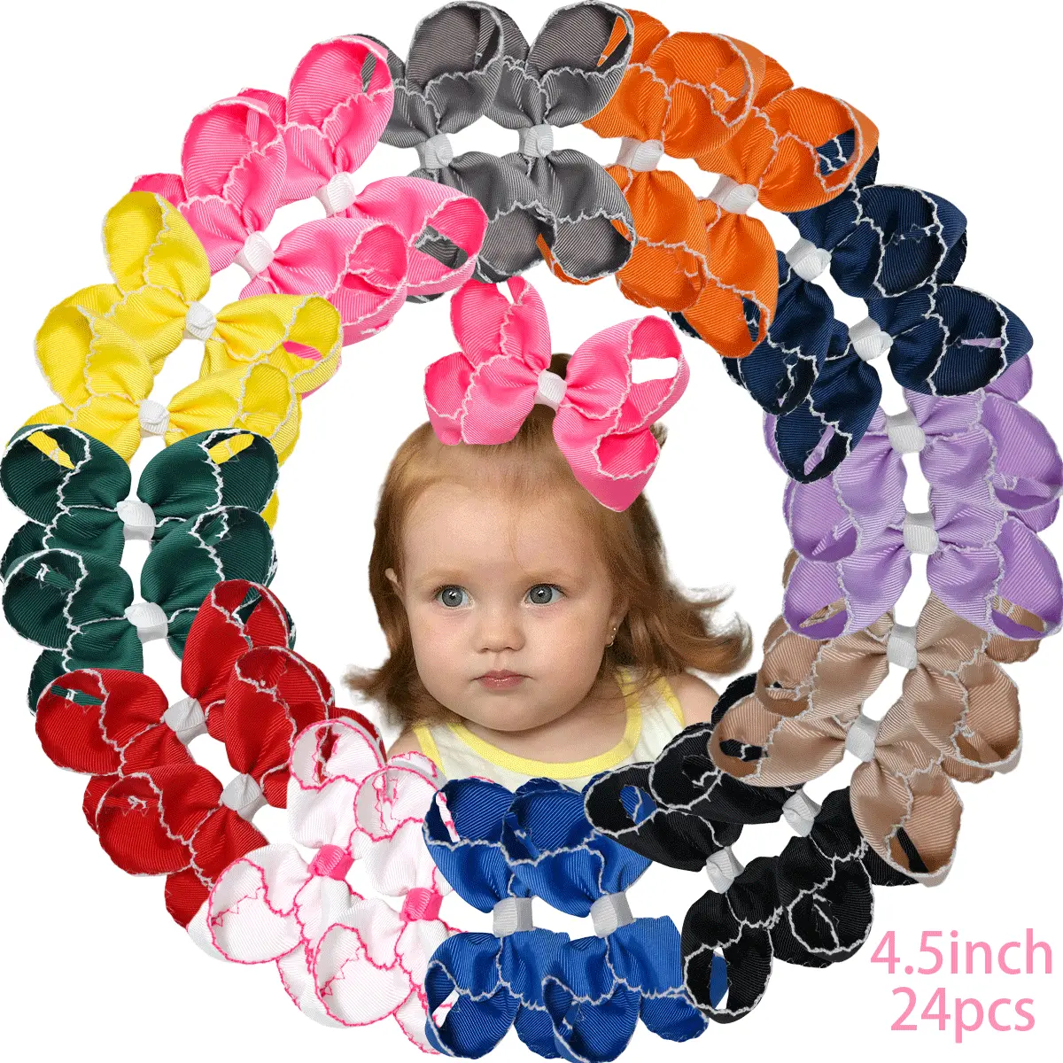 24Pcs 4.5 Inch Hot Classic Lace Bow Hair Accessories,Cute Girls' Hairpins, Baby Girl Boutique Hair Accessories Set, Grosgrain Bow,, Girl Holiday Gifts, TikTok Hot Seller,Christmas and New Year gifts  #Summervibes