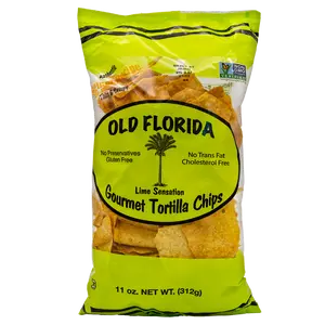 Old Florida Gourmet Lime Sensation Corn Tortilla Chips - All Natural Salty Non-GMO Gluten Free Chip No Preservatives. Crispy South Florida Snack