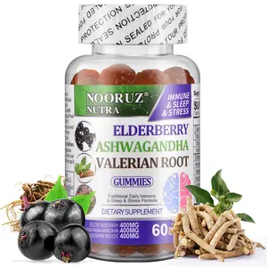 TikTokShopBlackFriday NOORUZ Elderberry Ashwagandha Gummies - 60 Gummies for Immune System, Sleep, Memory & Brain Energy - Natural Organic Supplement with Valerian Root & Magnesium - Made in USA Fitness Healthcare