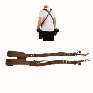Adjustable Dual Leather Rivet Double Shoulder Digital Camera Shoulder Strap Harness Accessory