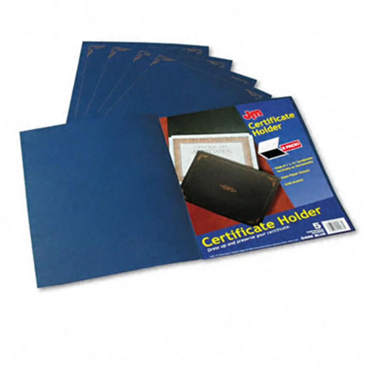 212 MAIN Dark Blue Oxford Certificate Holder - Office Supplies Document Organizer, 12.5x9.75 in Insert Size, Secure Hold, 5-Pack