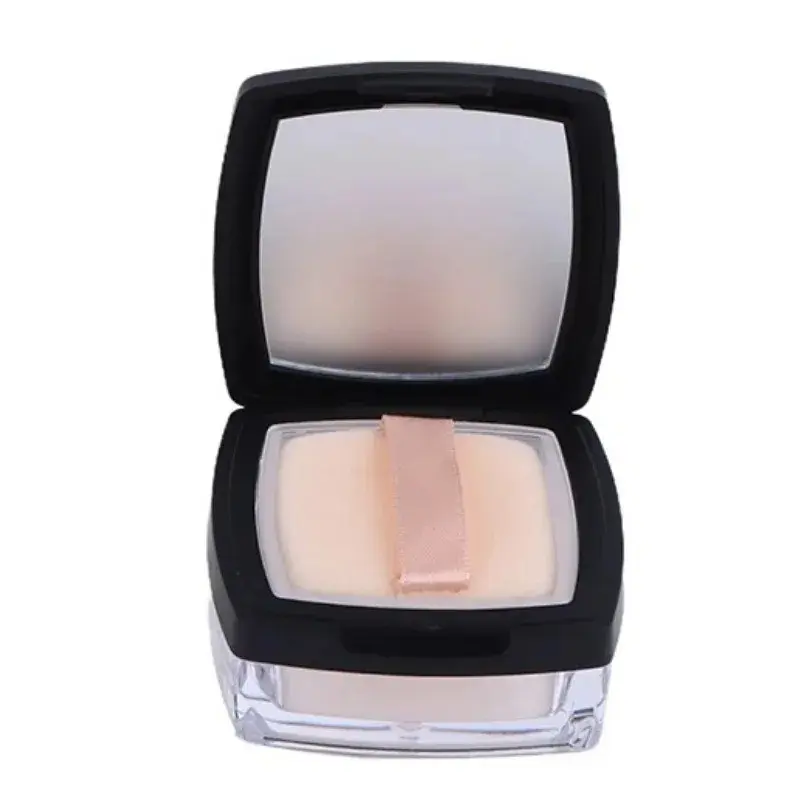 Plastic Loose Powder Container with Sieve, Matte Cap, Compact Portable Box, Makeup Tool, Cosmetic Storage Organizer, Face Powder Container, Mirror