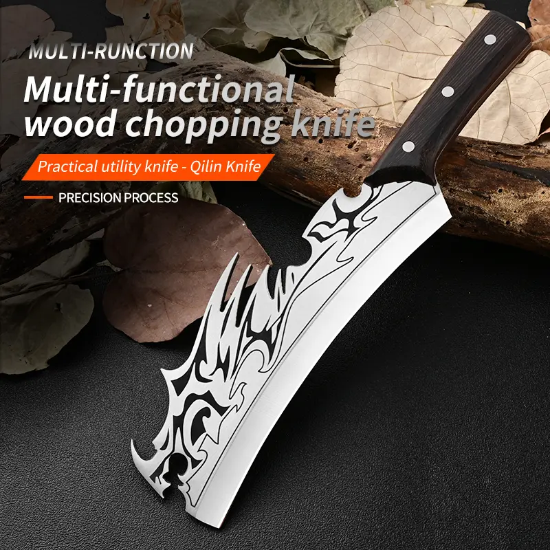 Forged Meat Cleaver Heavy Duty Bone Chopper Knife 4.5mm Thick Outdoor BBQ Camping Wood Chopping Butcher Knife 13.5 Inch