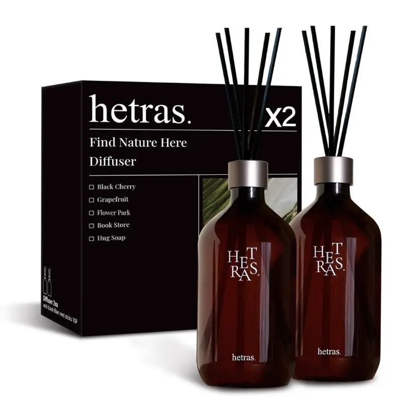 HETRAS Premium Diffuser - Namsan (500ml × 2pk) | Long-Lasting Home Fragrance Reed Diffuser Set