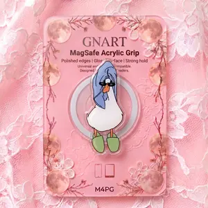 Cute Spa Goose MagSafe Acrylic Phone Grip Pink Coquette Phone Holder Magnetic Charm Funny Duck Wearing Sunglasses Towel Slipper Self Care Gift for Her