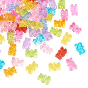 200pcs Clear Acrylic Bear Beads, Mixed Color Transparent Gummy Bear Beads for Jewelry Making