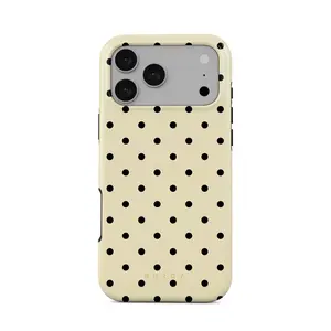Burga Sweet Treat iPhone Case – Beige Polka Dot Aesthetic | Slim Glossy Protective Case, MagSafe Compatible | Trendy Minimalist Phone Case for iPhone Air/17/16/15/14/13/12/11 Pro Max, Mini, Plus