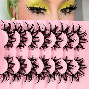 7 Pairs Fashion Wet Cartoon Eyelash Set, Cosmetic False Lashes, Voluminous Curled Lashes, Long-Lasting Eye Makeup, Perfect for Special Occasions & Daily Wear