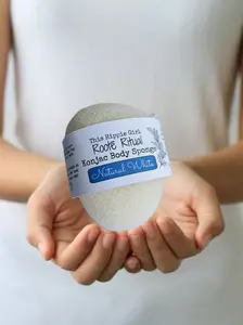 ROOTE RITUAL KONJAC BODY SPONGE Natural White Handcrafted Plant Cloth Gentle Exfoliating Tool for All Skin Types