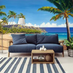 Hawaiian Mural, Seaside Wall Mural, Peel and Stick Wallpaper, Travel Wallpaper, Coastal Wall Murals, Tropical Wallpaper