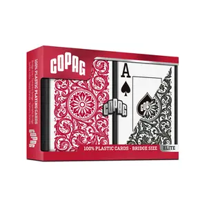 COPAG 1546 Washable PVC Plastic Playing Cards - Bridge Size, Jumbo Index, Black & Red Double Deck for Card Games