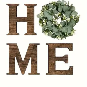 Welcome Wreath Wooden Door Decor Floral Porch Wall Hanging, Farmhouse Front Door Welcome Sign, Decorative Flower Wreath, Halloween Christmas Thanksgiving Decoration