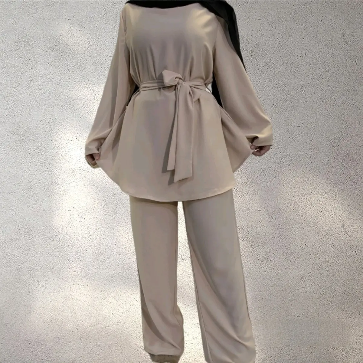 RYA Modest Attire Long Sleeve 2 piece pant suit with belt